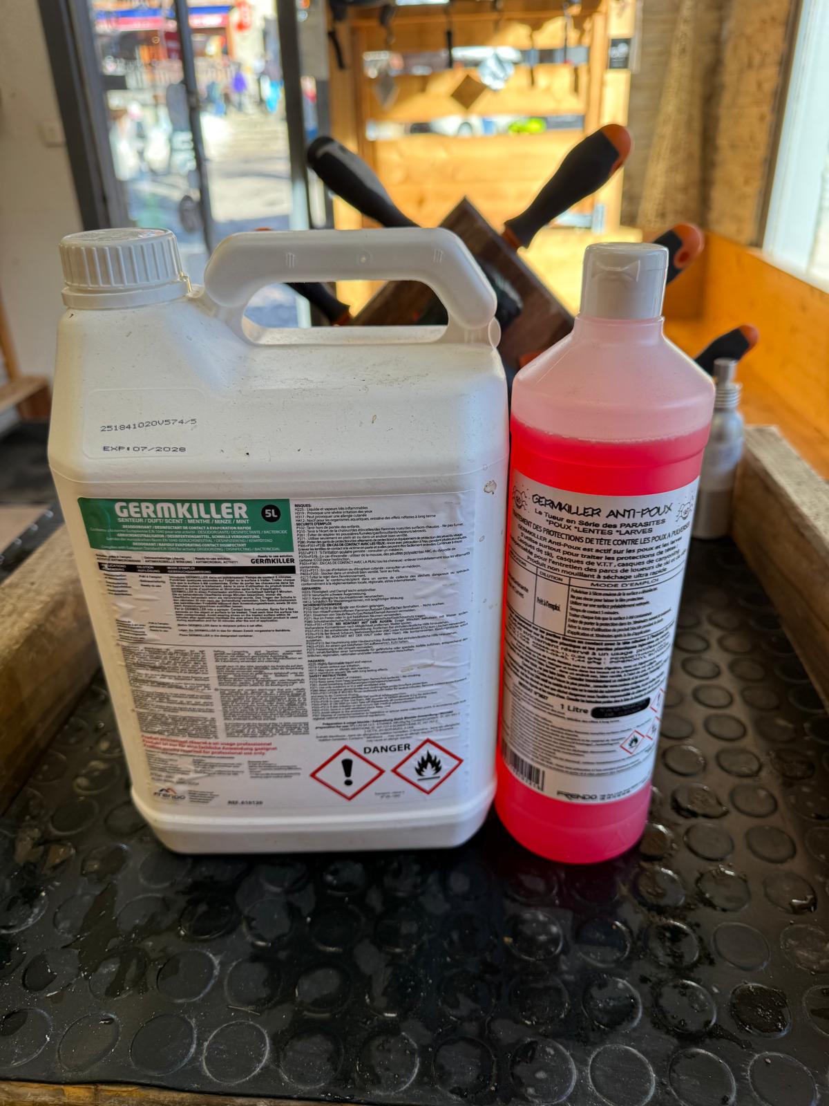 Professional Germkiller disinfectant container used at Loca’ski